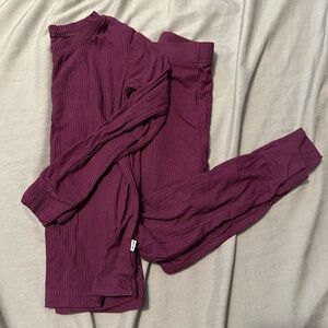 Little sleepies 2 piece plum ribbed pjs